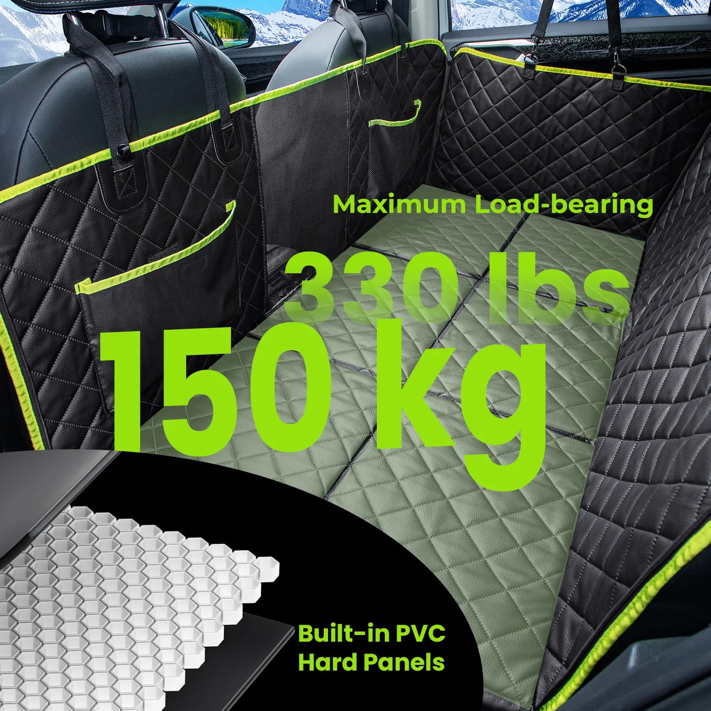 Pecute Waterproof Pet Car Seat Cover - Backseat Hammock with Mesh Window & Storage Pocket, Non-Slip 600D, Easy to Install and Washable for Cars and Trucks