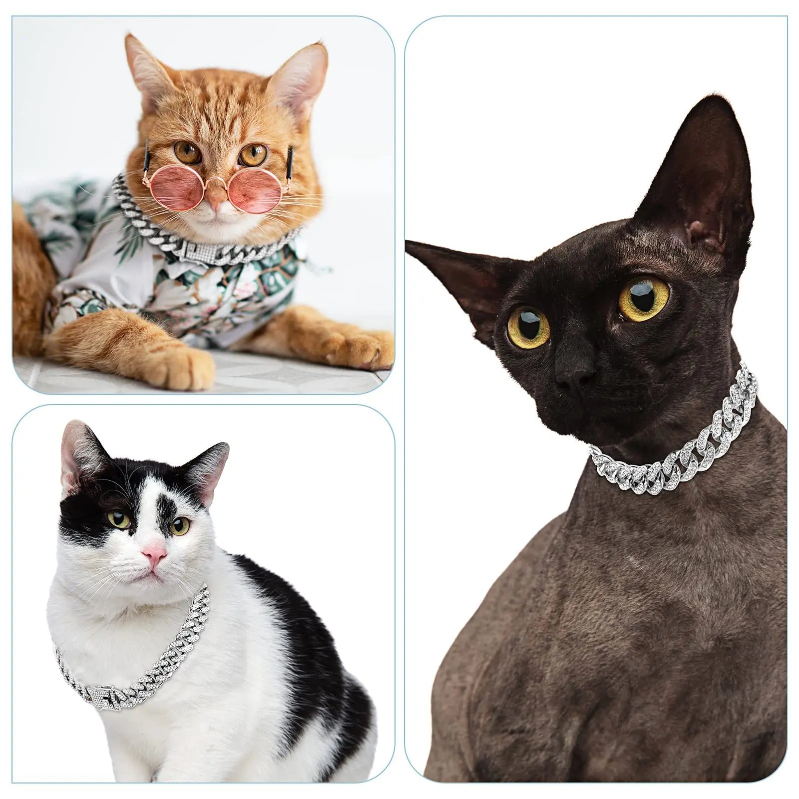 Rhinestone Dog Chain Necklace with Secure Buckle – Elegant Pet Accessory for Small, Medium, and Large Dogs