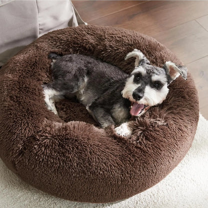 Lesure Luxurious Soft Donut Pet Bed - Plush Calming Bed for Small, Medium, and Large Dogs and Cats, Washable with Anti-Slip Bottom