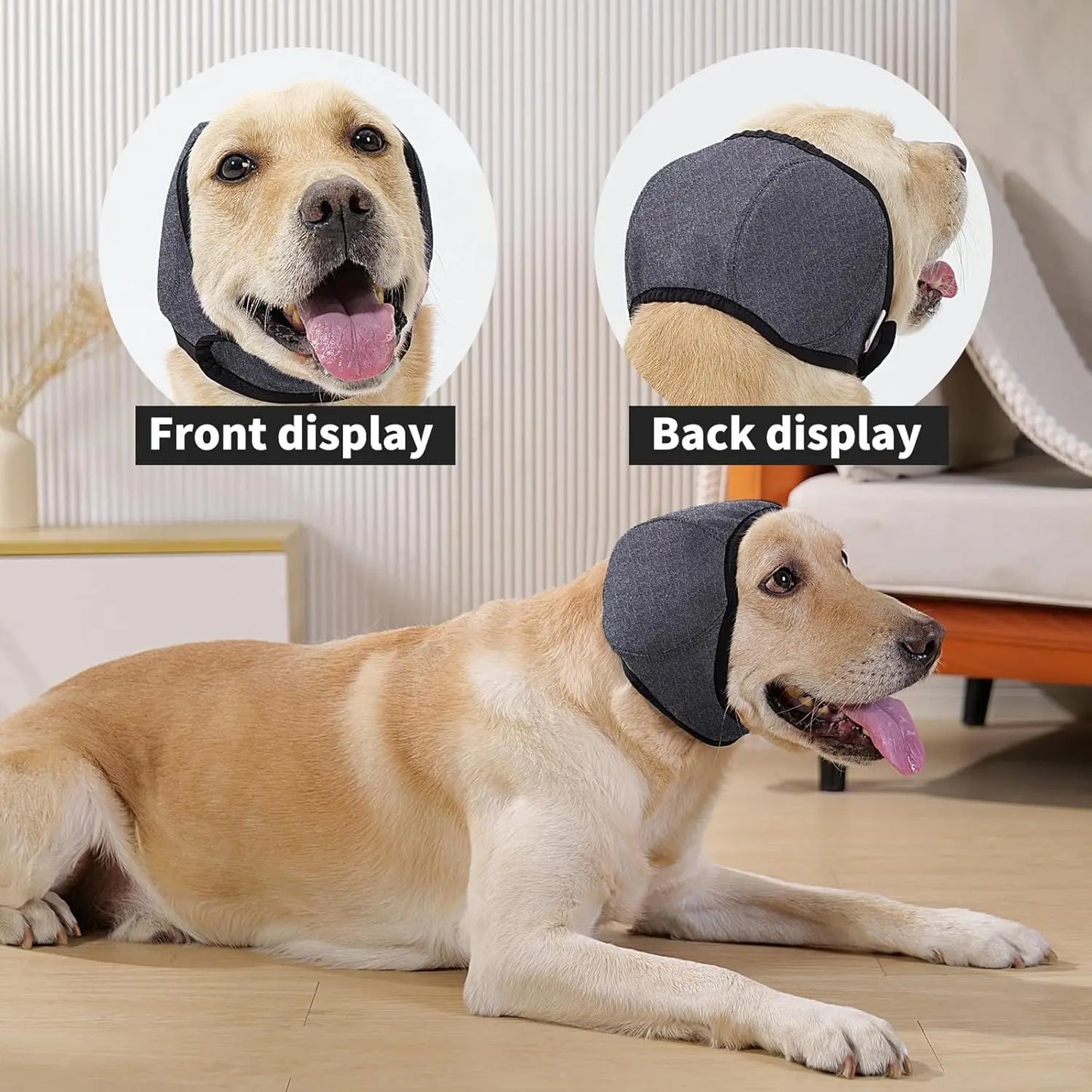 Dog Ear Protector Earmuffs and Bandana Set for Noise Reduction and Hearing Protection, Adjustable Design, Breathable Soft Material, Ideal for Swimming and Beach Use
