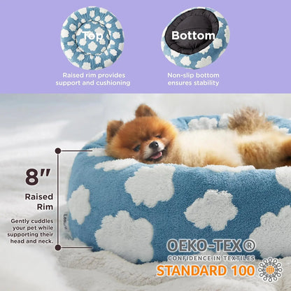 Lesure Luxurious Soft Donut Pet Bed - Plush Calming Bed for Small, Medium, and Large Dogs and Cats, Washable with Anti-Slip Bottom