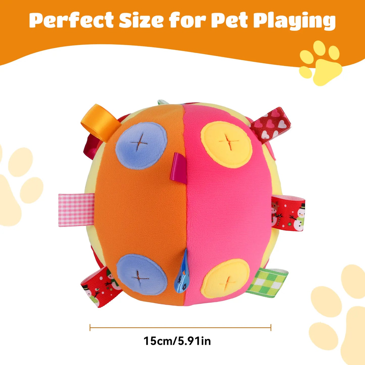Interactive Dog Snuffle Feeding Ball Toy for Slow Eating and Mental Stimulation, Includes Cotton Fillings and Bell for Enhanced Exercise and IQ Training