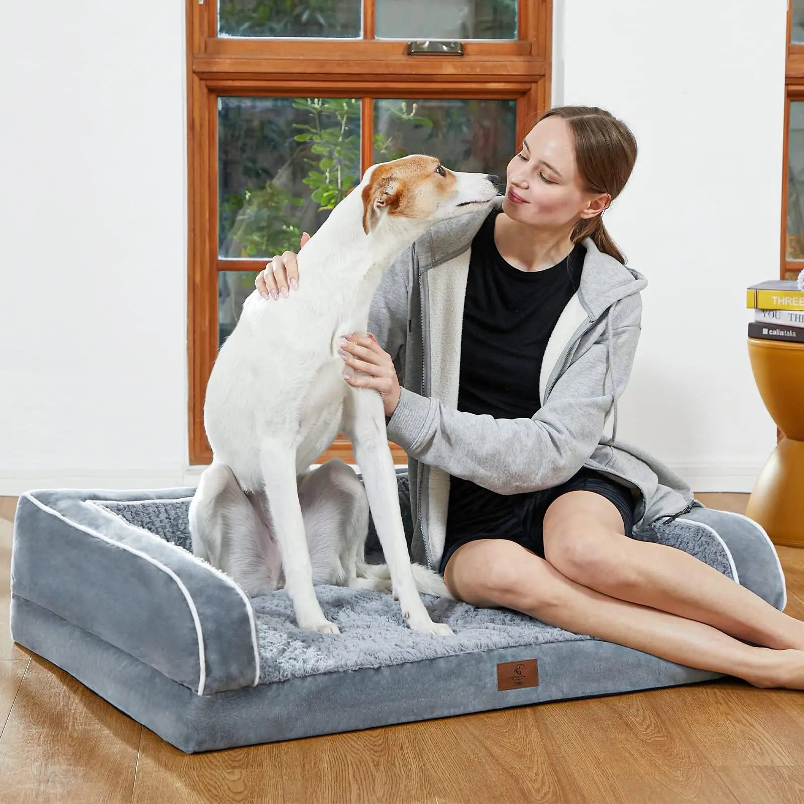 Premium Orthopedic Dog Bed for Large Breeds, Washable Sofa-Style Design with Removable Cover, Waterproof Structure and Nonslip Base, High Bolster Support
