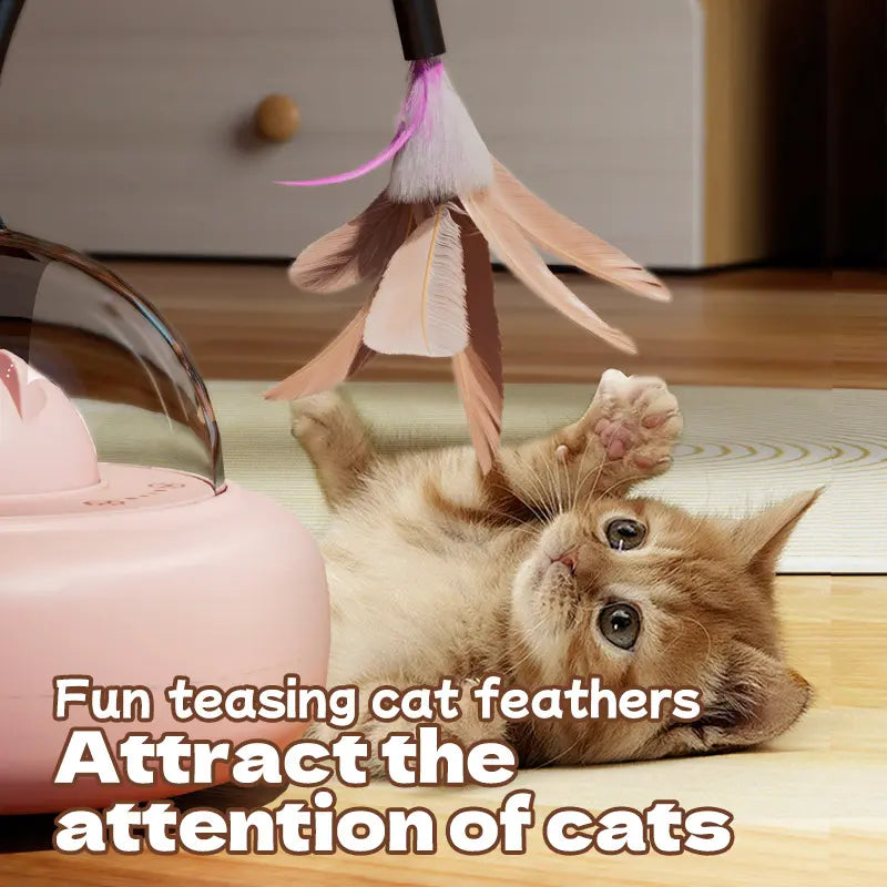 Interactive Automatic Cat Teaser Toy with Laser and Feather Combo - Smart Self-Playing Pet Toy for Engaging Kittens and Reducing Boredom