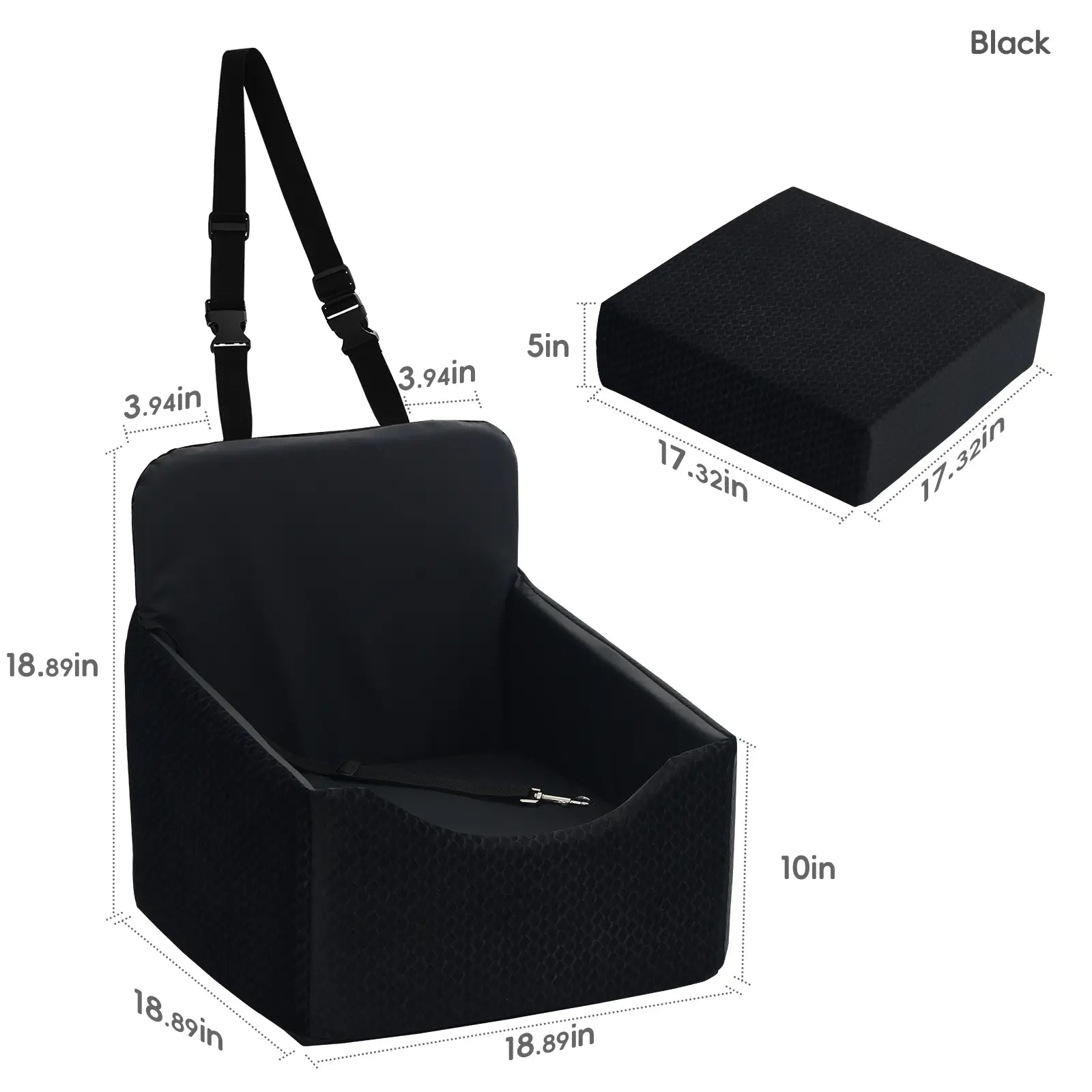 VALUXE Dog Car Booster Seat - All-Season Enclosed Design with Seat Belt Straps, Non-Slip and Waterproof Pet Travel Seat