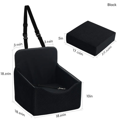 VALUXE Dog Car Booster Seat - All-Season Enclosed Design with Seat Belt Straps, Non-Slip and Waterproof Pet Travel Seat