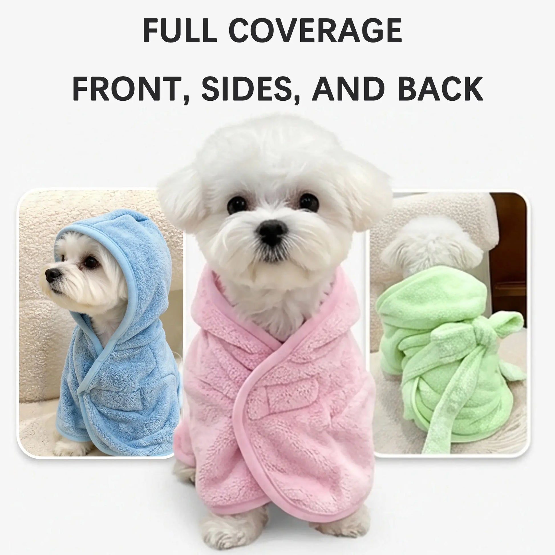Premium Quick-Drying Absorbent Bathrobes for Small Dogs and Cats - Soft, Comfortable, and Secure Closure for All Seasons