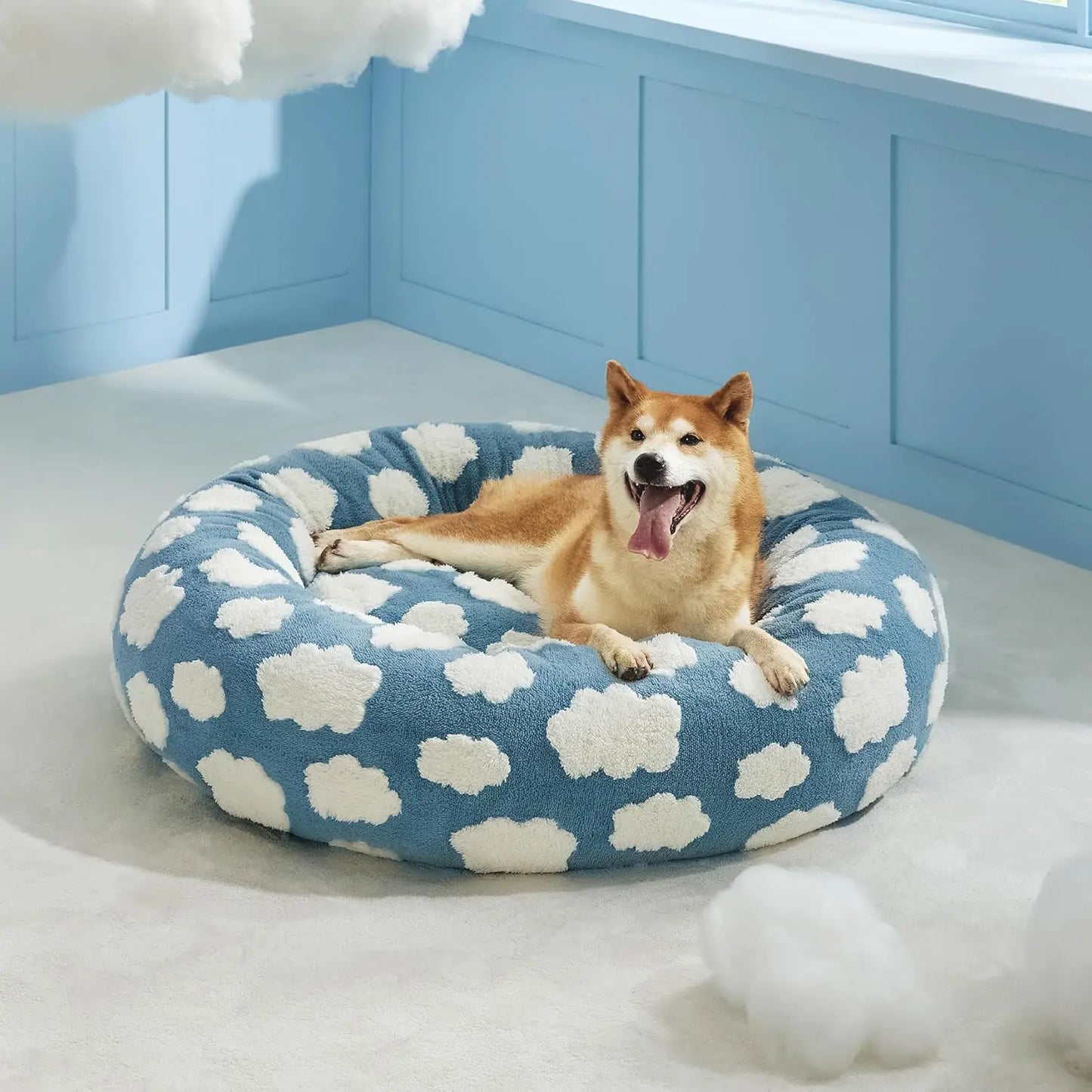 Lesure Luxurious Soft Donut Pet Bed - Plush Calming Bed for Small, Medium, and Large Dogs and Cats, Washable with Anti-Slip Bottom