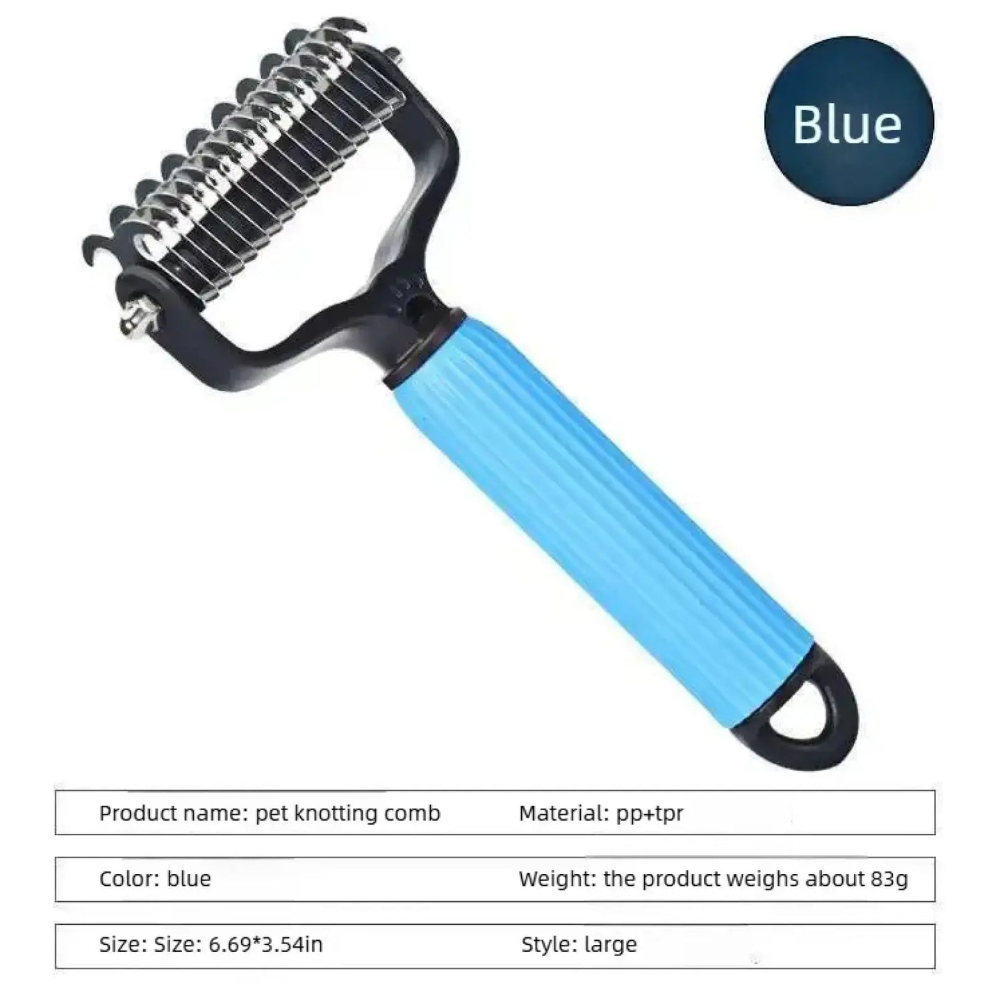 Professional Pet Grooming Tool - Universal Double-Sided Detangling Comb for Dogs, Stainless Steel Design for Effective Shedding and Matted Hair Management, Ideal for Daily Coat Maintenance.