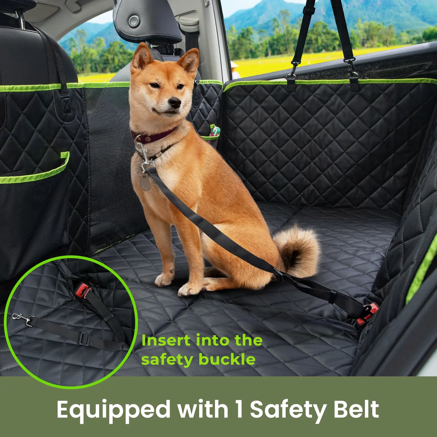 Pecute Waterproof Pet Car Seat Cover - Backseat Hammock with Mesh Window & Storage Pocket, Non-Slip 600D, Easy to Install and Washable for Cars and Trucks