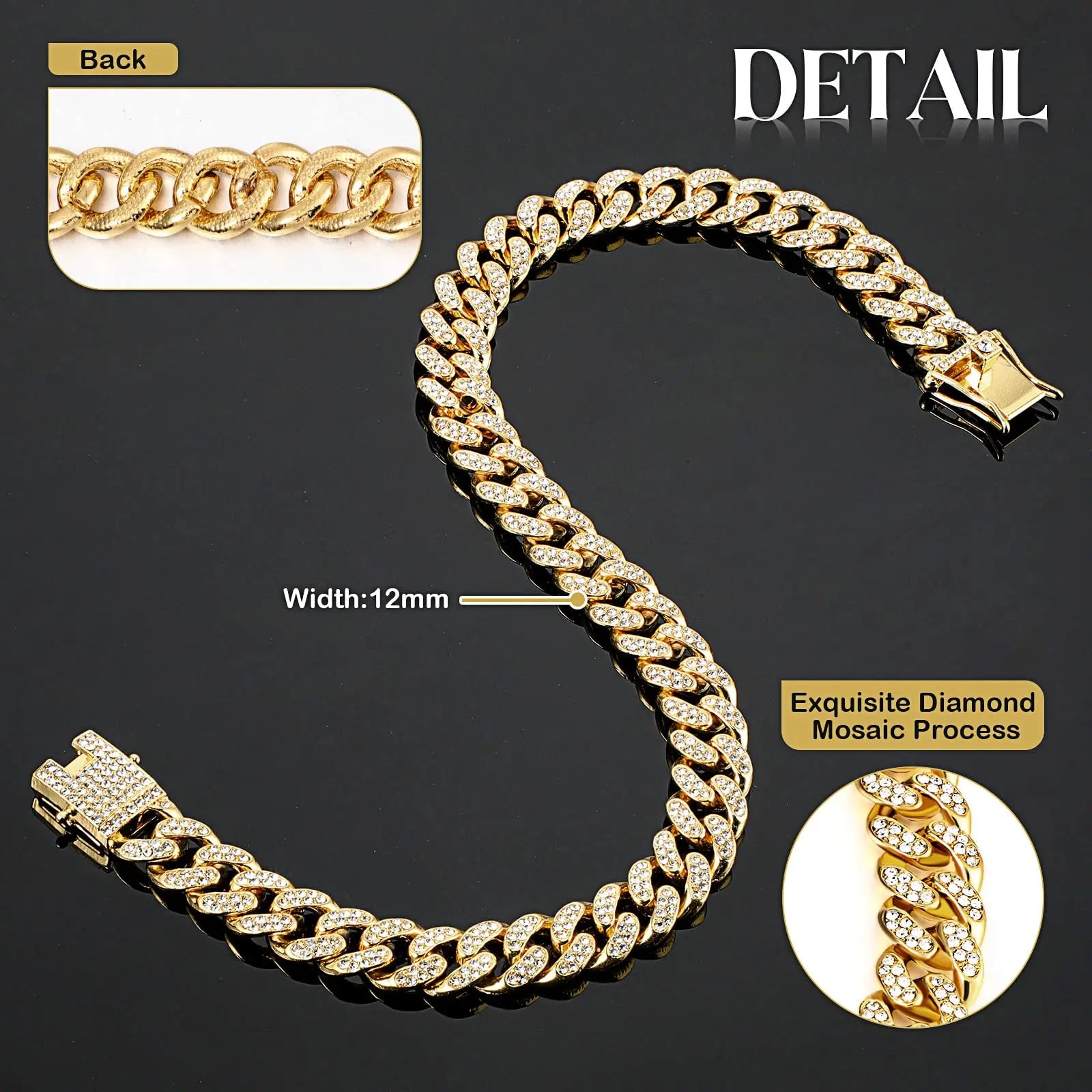 Rhinestone Dog Chain Necklace with Secure Buckle – Elegant Pet Accessory for Small, Medium, and Large Dogs