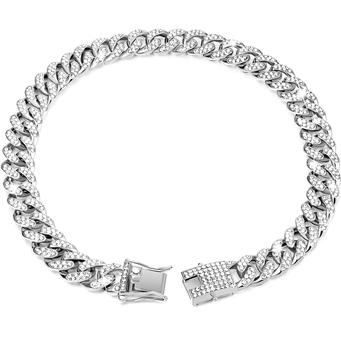 Rhinestone Dog Chain Necklace with Secure Buckle – Elegant Pet Accessory for Small, Medium, and Large Dogs