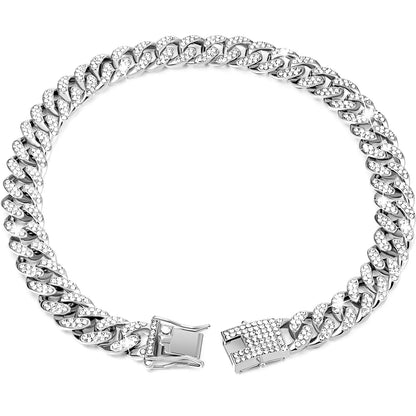 Rhinestone Dog Chain Necklace with Secure Buckle – Elegant Pet Accessory for Small, Medium, and Large Dogs