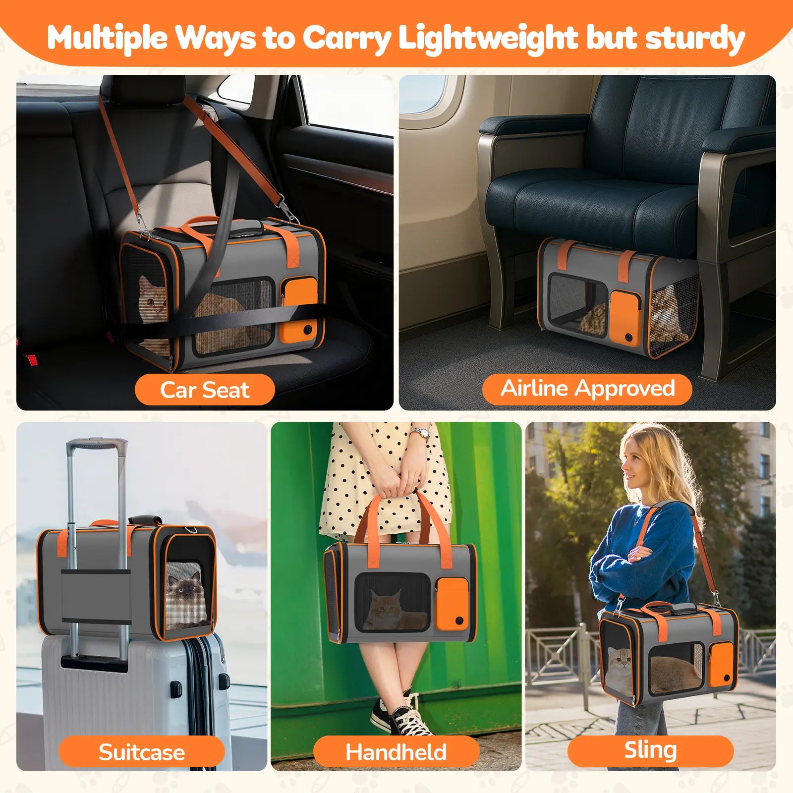 Portable Pet Carrier with Foldable Design for Convenient Storage, Removable and Washable Padded Bottom, Integrated Safety Buckle, Breathable Mesh Construction, Includes Handle and Adjustable Shoulder Strap.
