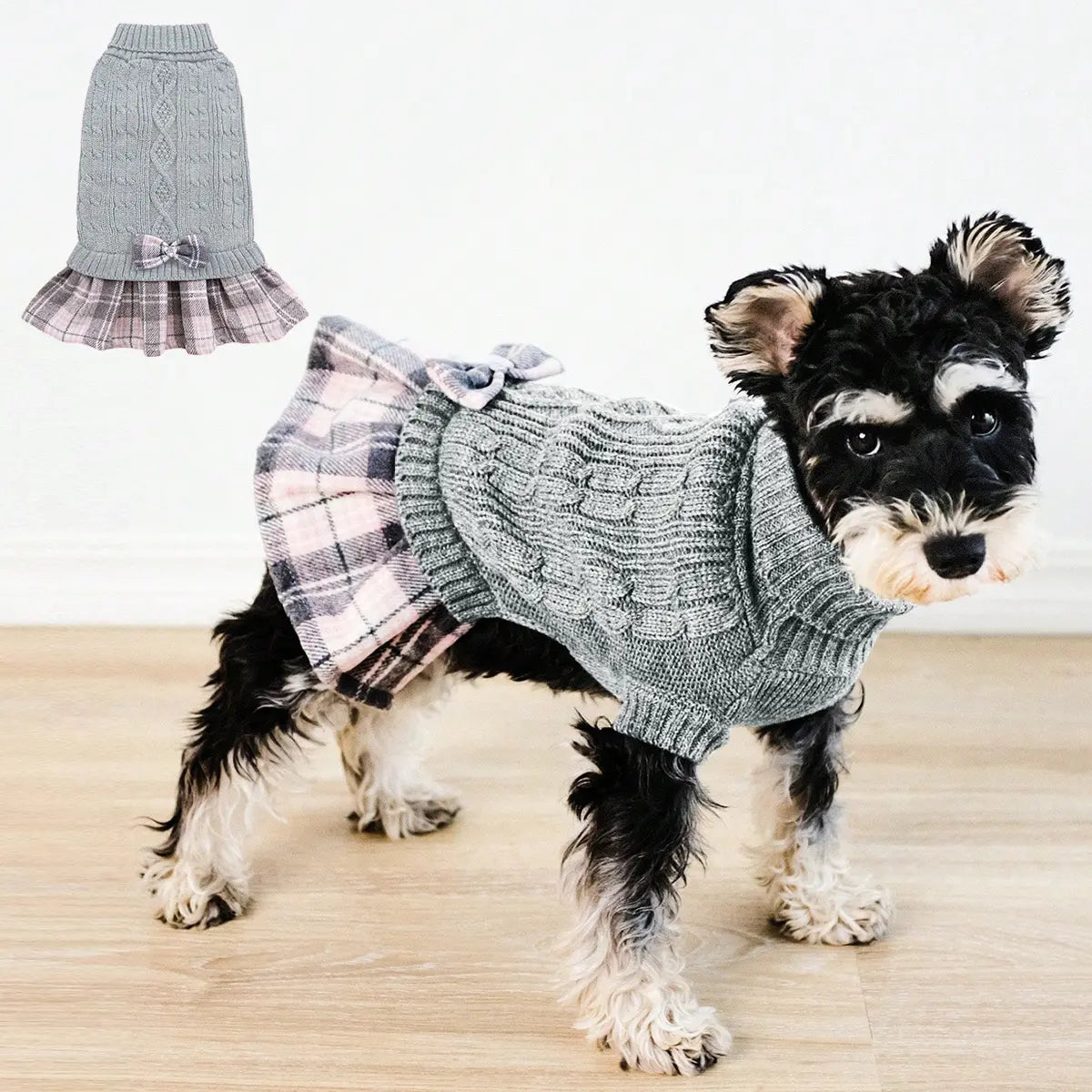 Dog Sweater Dress for Small Breeds - Winter Turtleneck Knitwear for Teacup Dogs, Yorkies, and Chihuahuas
