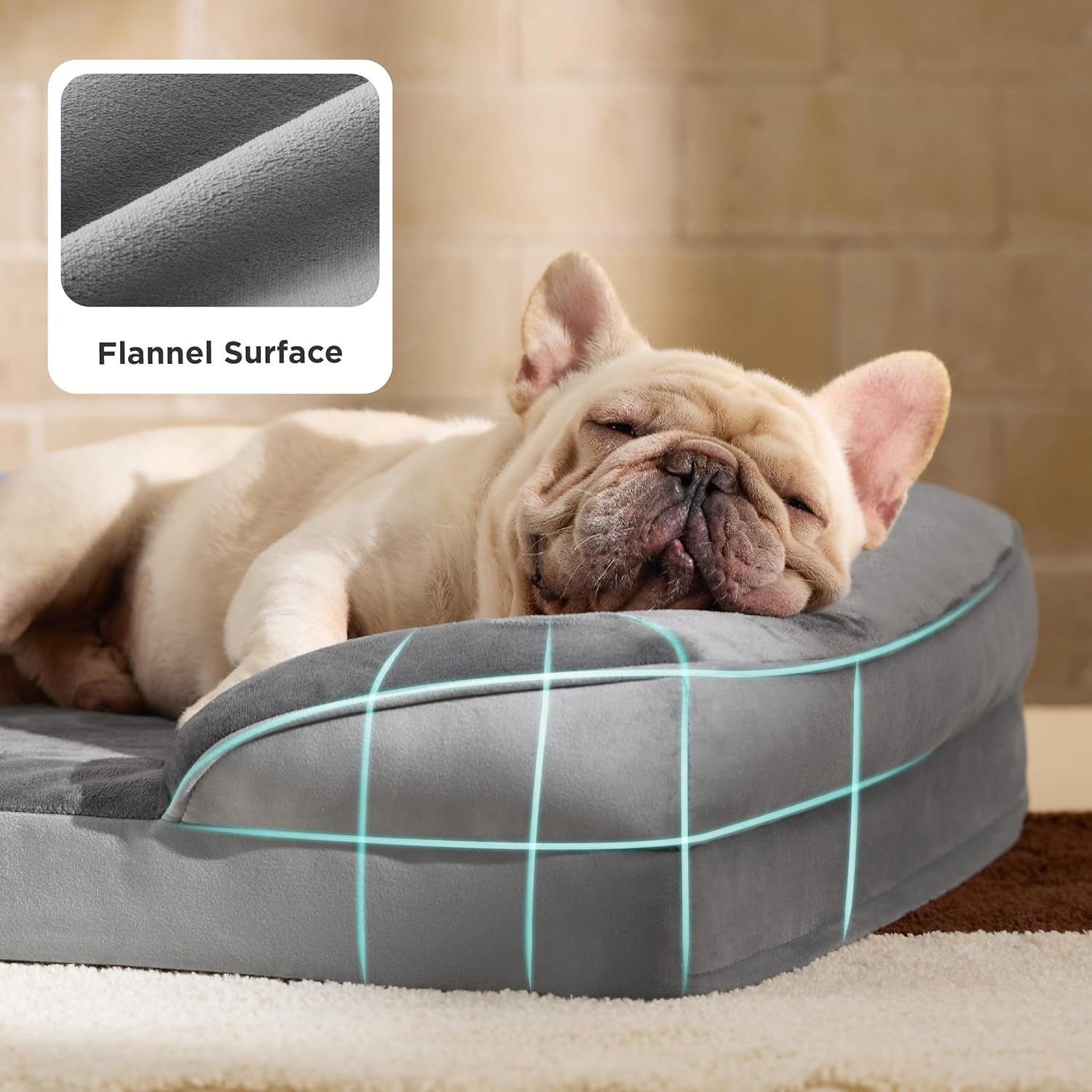Bedsure Orthopedic Medium Dog Bed - Waterproof and Washable Pet Bed for Small to Medium Dogs and Cats with Removable Cover and Nonskid Bottom, Grey, 28