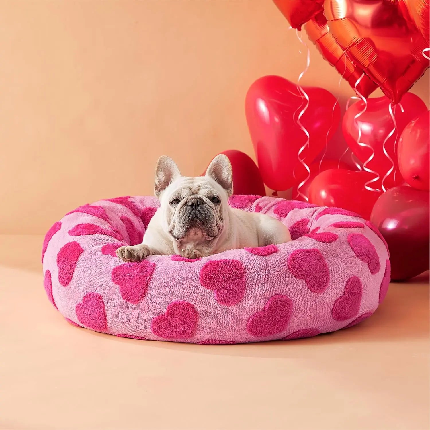 Lesure Luxurious Soft Donut Pet Bed - Plush Calming Bed for Small, Medium, and Large Dogs and Cats, Washable with Anti-Slip Bottom