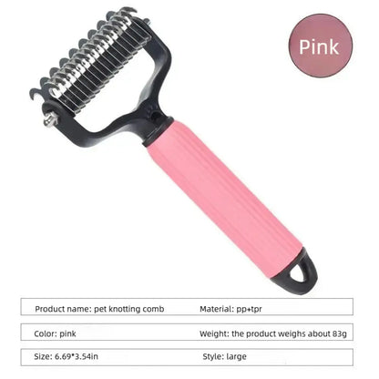 Professional Pet Grooming Tool - Universal Double-Sided Detangling Comb for Dogs, Stainless Steel Design for Effective Shedding and Matted Hair Management, Ideal for Daily Coat Maintenance.