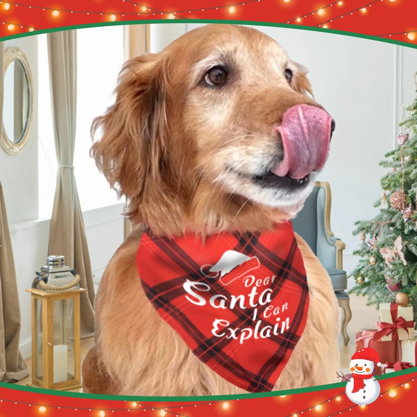 Christmas Pet Bandanas - Set of 2, Festive Plaid Scarves for Medium and Large Dogs