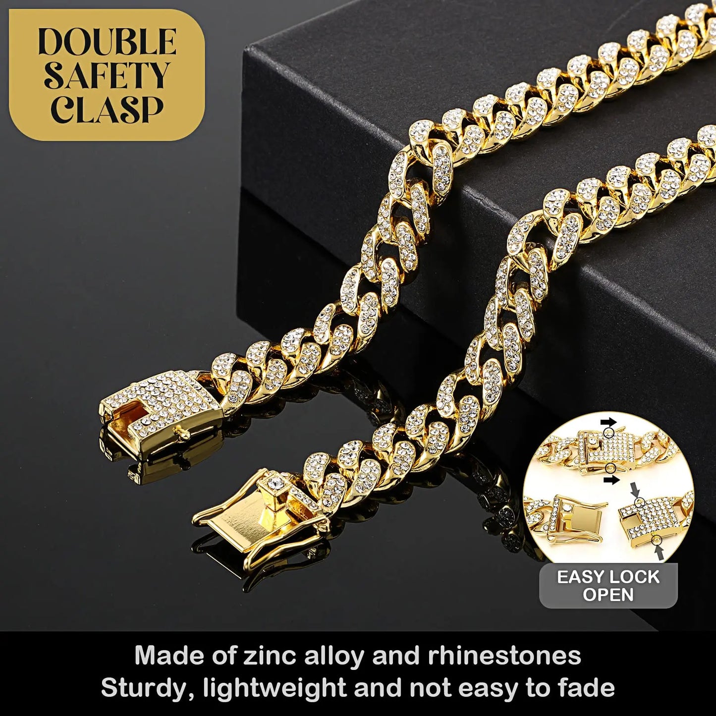 Rhinestone Dog Chain Necklace with Secure Buckle – Elegant Pet Accessory for Small, Medium, and Large Dogs