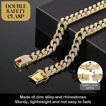 Rhinestone Dog Chain Necklace with Secure Buckle – Elegant Pet Accessory for Small, Medium, and Large Dogs
