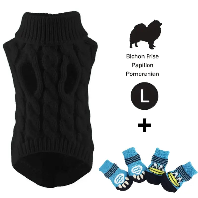 5-Piece Cozy Knitted Sweater Set for Cats and Dogs with 4 Matching Socks - Soft and Warm Pullover for Small Pets, Available in 5 Colors, Machine Washable, Ideal for Winter and Autumn
