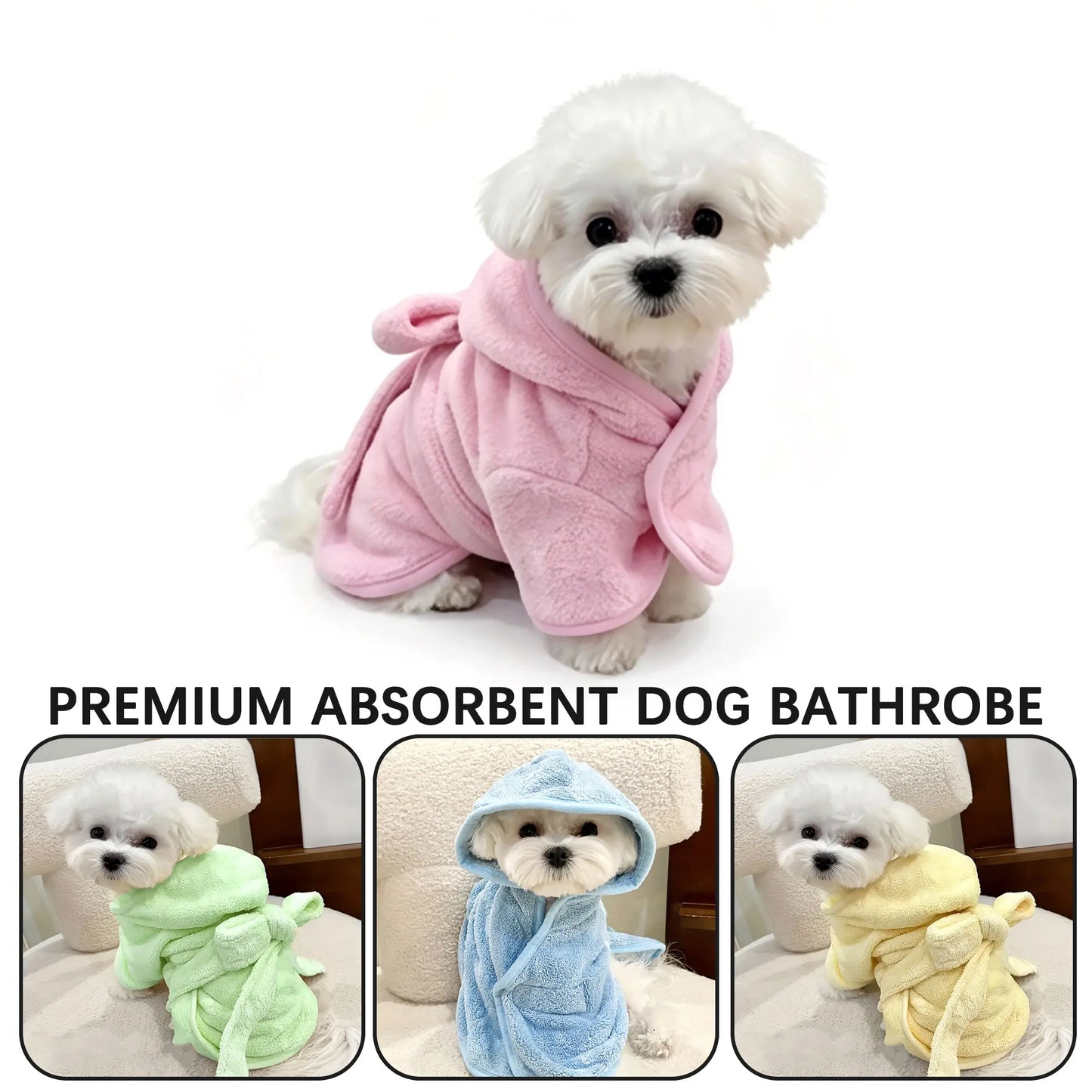 Premium Quick-Drying Absorbent Bathrobes for Small Dogs and Cats - Soft, Comfortable, and Secure Closure for All Seasons