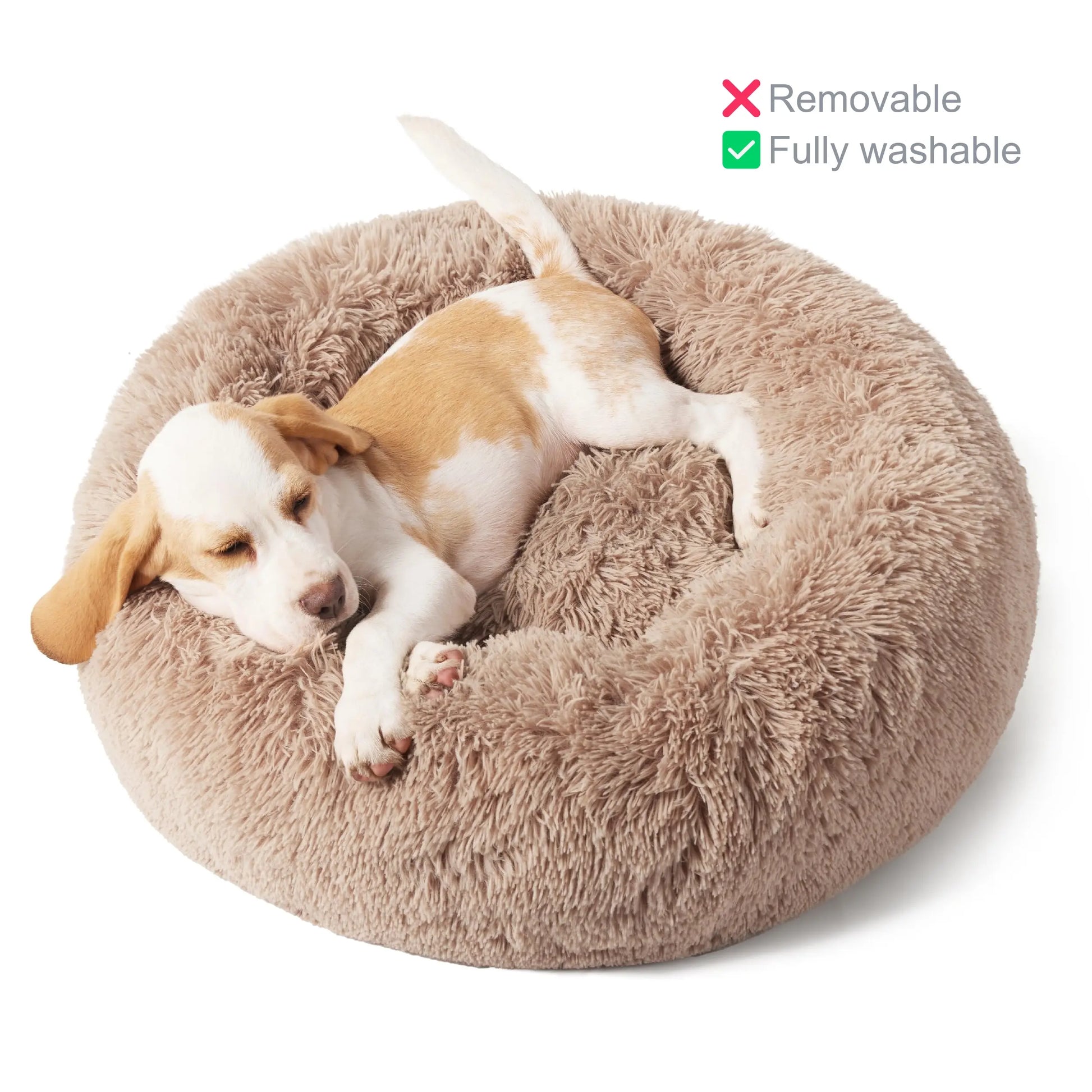 Lesure Luxurious Soft Donut Pet Bed - Plush Calming Bed for Small, Medium, and Large Dogs and Cats, Washable with Anti-Slip Bottom