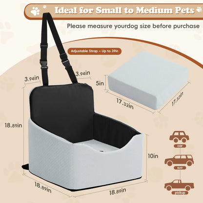 VALUXE Dog Car Booster Seat - All-Season Enclosed Design with Seat Belt Straps, Non-Slip and Waterproof Pet Travel Seat