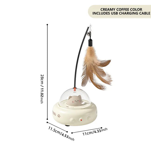 Interactive Automatic Cat Teaser Toy with Laser and Feather Combo - Smart Self-Playing Pet Toy for Engaging Kittens and Reducing Boredom