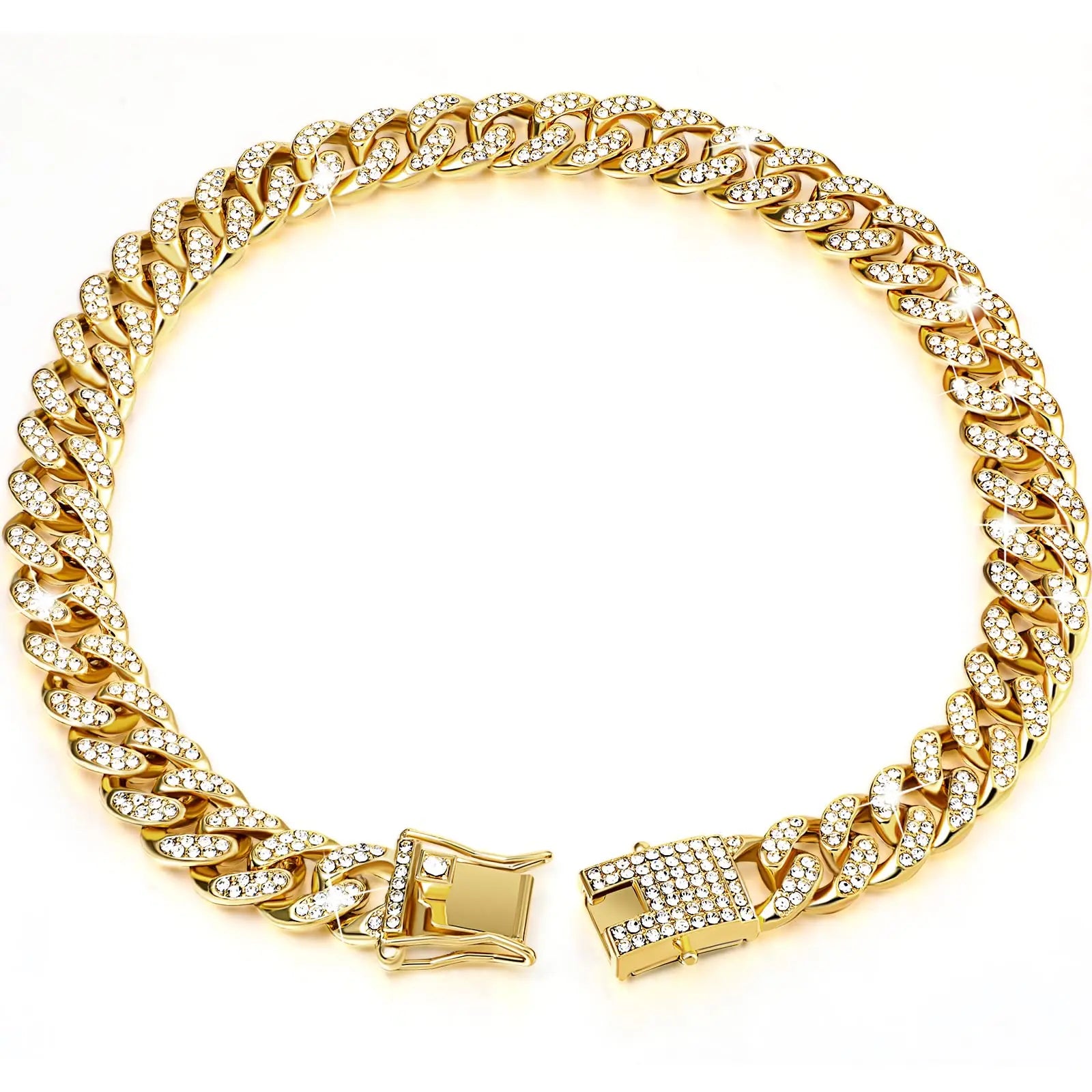 Rhinestone Dog Chain Necklace with Secure Buckle – Elegant Pet Accessory for Small, Medium, and Large Dogs