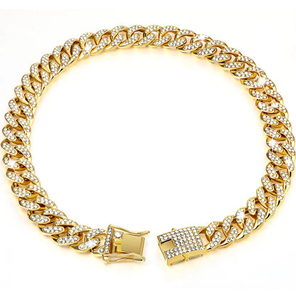Rhinestone Dog Chain Necklace with Secure Buckle – Elegant Pet Accessory for Small, Medium, and Large Dogs