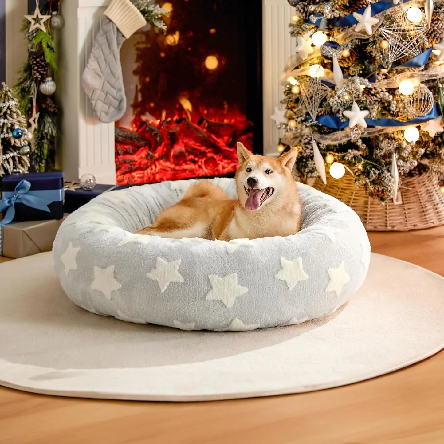 Lesure Luxurious Soft Donut Pet Bed - Plush Calming Bed for Small, Medium, and Large Dogs and Cats, Washable with Anti-Slip Bottom