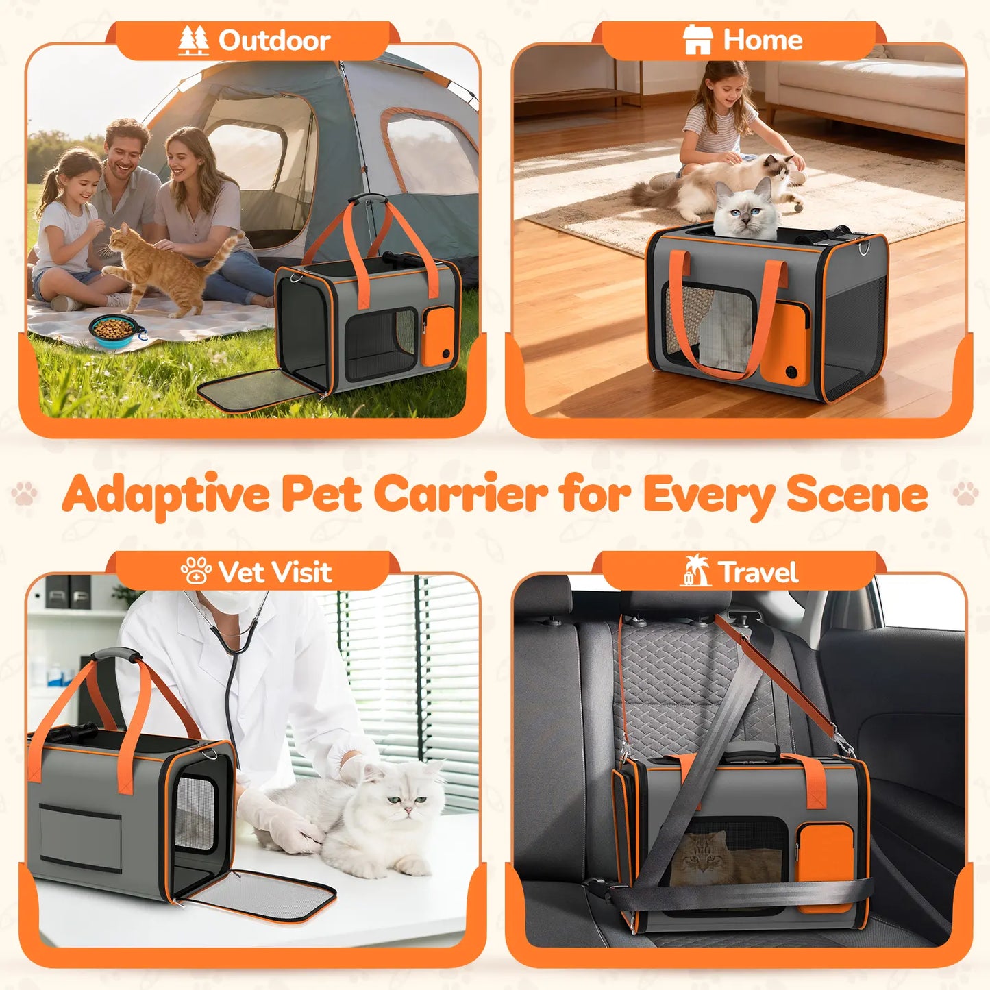 Portable Pet Carrier with Foldable Design for Convenient Storage, Removable and Washable Padded Bottom, Integrated Safety Buckle, Breathable Mesh Construction, Includes Handle and Adjustable Shoulder Strap.