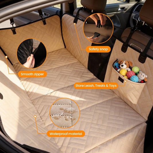 Waterproof Dog Car Seat Cover with Hard Bottom, Anti-Slip Design, Easy to Clean, Mesh Window - Universal Fit for Most Vehicles