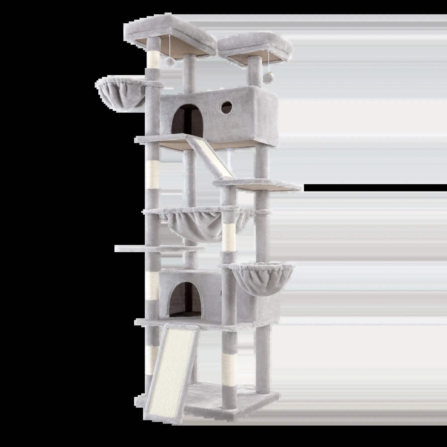 HOOMIC 81-Inch Large Cat Tree Tower - Multi-Level Climbing Structure with Condo, Hammock, and Scratching Post for Larger Cats, Available in Various Colors and Patterns