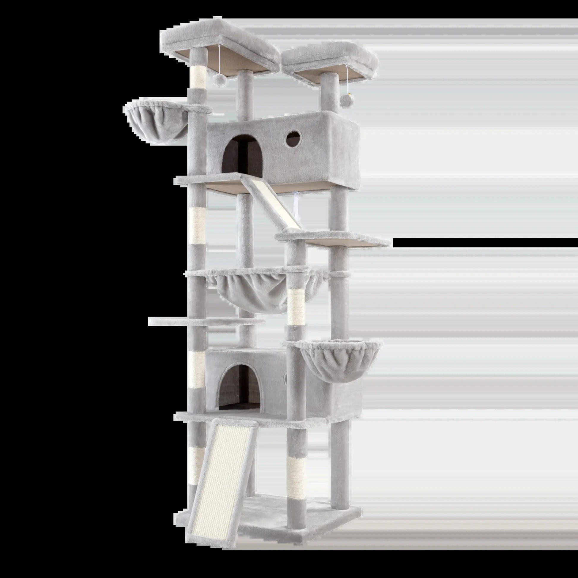 HOOMIC 81-Inch Large Cat Tree Tower - Multi-Level Climbing Structure with Condo, Hammock, and Scratching Post for Larger Cats, Available in Various Colors and Patterns
