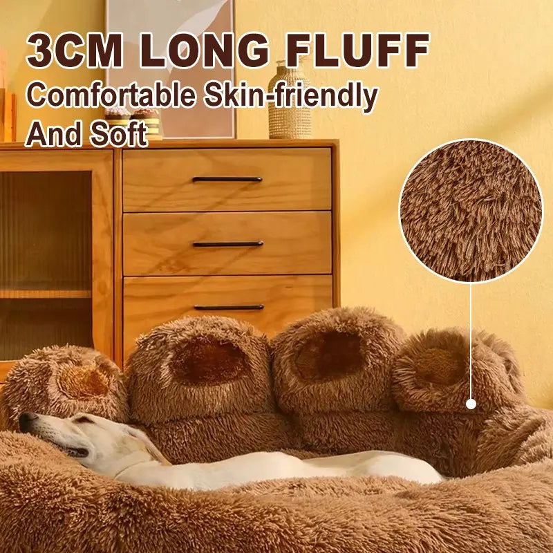 Luxury Bear Paw Plush Pet Bed with Superior Soft Padding and Enhanced Stability
