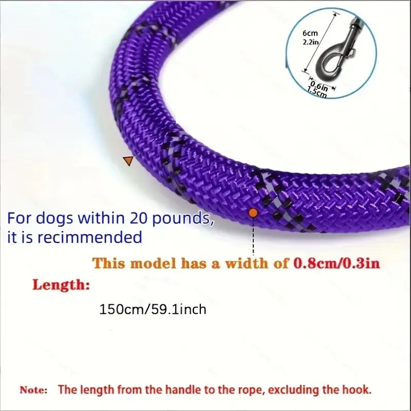 Reflective Dog Leash with Ergonomic Cushioned Handle and Dual-Layer Heavy-Duty Construction for Enhanced Control and Safety