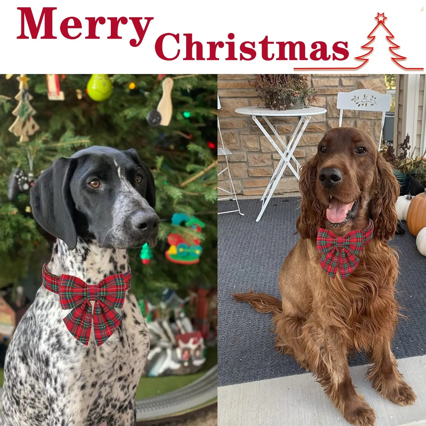 Elegant Plaid Dog Collar with Bow Tie - Adjustable Christmas Scottish Tartan Collar for Small, Medium, and Large Dogs, Perfect Holiday Gift for Pets