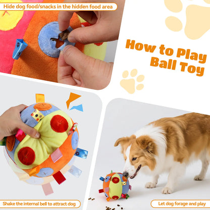 Interactive Dog Snuffle Feeding Ball Toy for Slow Eating and Mental Stimulation, Includes Cotton Fillings and Bell for Enhanced Exercise and IQ Training