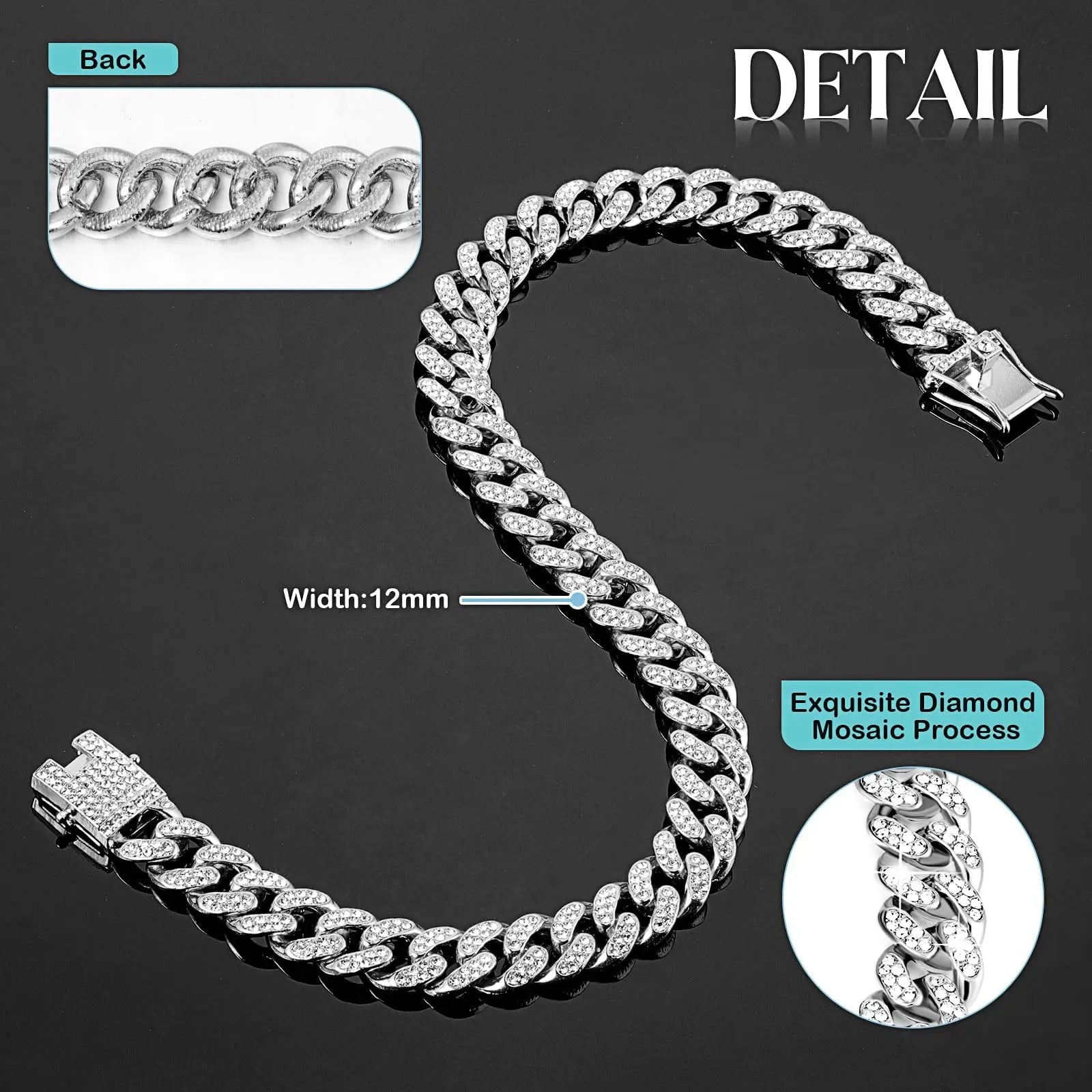 Rhinestone Dog Chain Necklace with Secure Buckle – Elegant Pet Accessory for Small, Medium, and Large Dogs