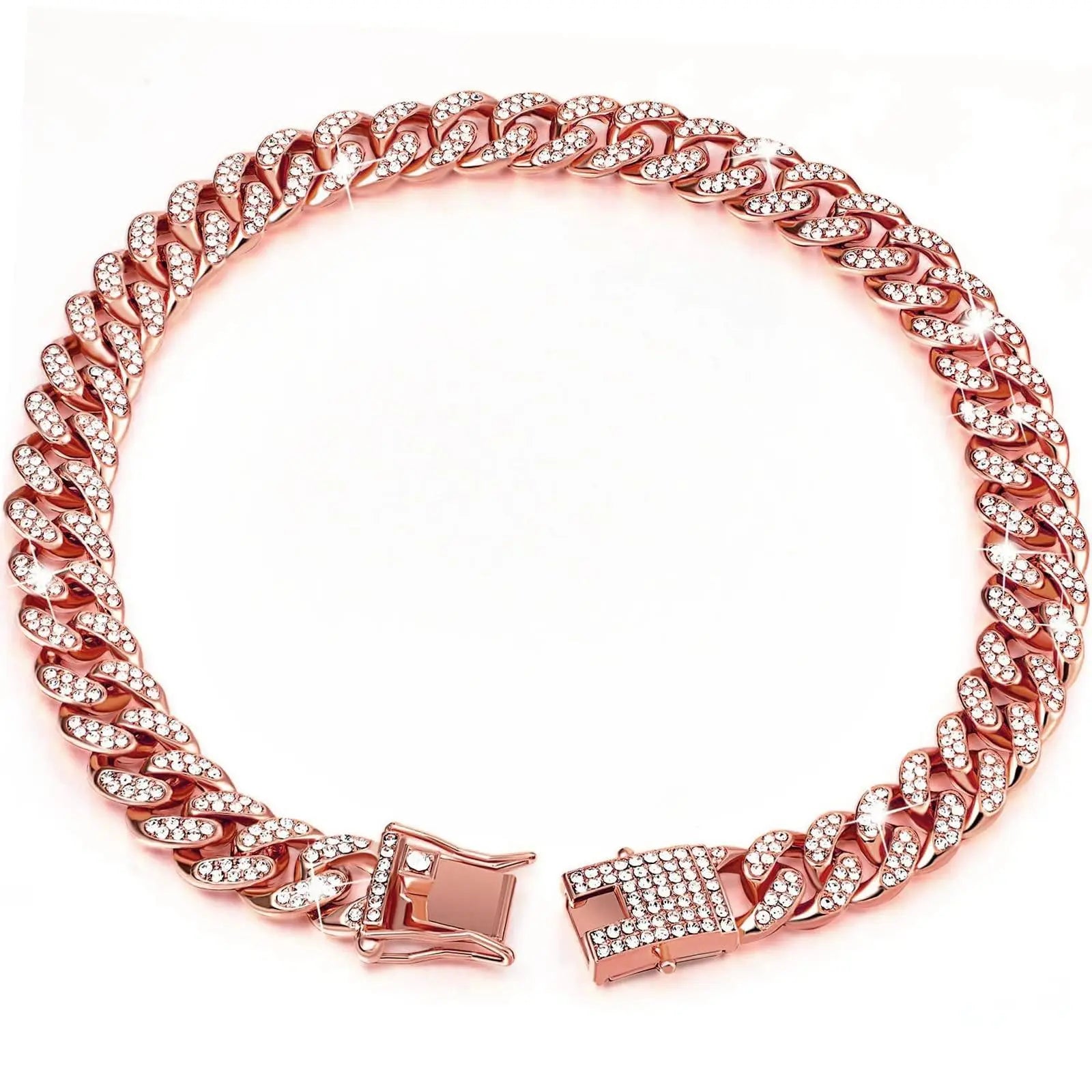 Rhinestone Dog Chain Necklace with Secure Buckle – Elegant Pet Accessory for Small, Medium, and Large Dogs