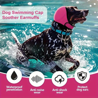 Dog Ear Protector Earmuffs and Bandana Set for Noise Reduction and Hearing Protection, Adjustable Design, Breathable Soft Material, Ideal for Swimming and Beach Use